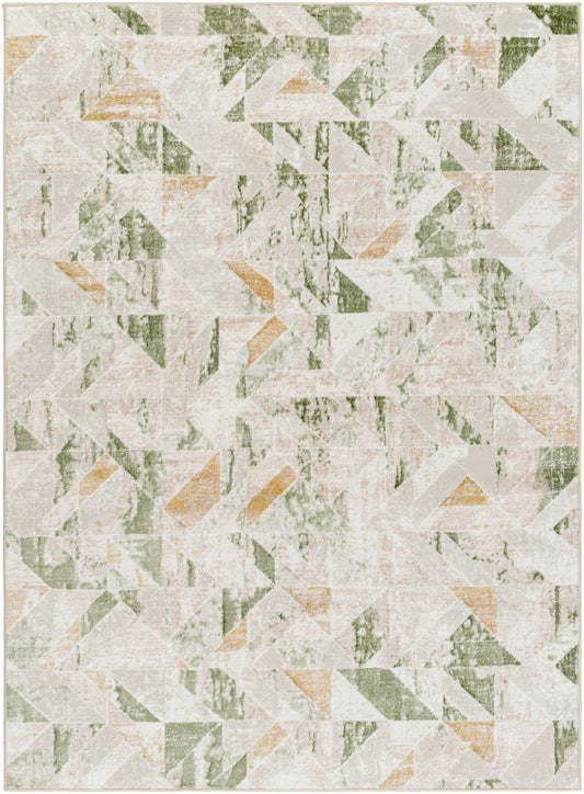 Sample Gonca Green Geometric Area Rug-0