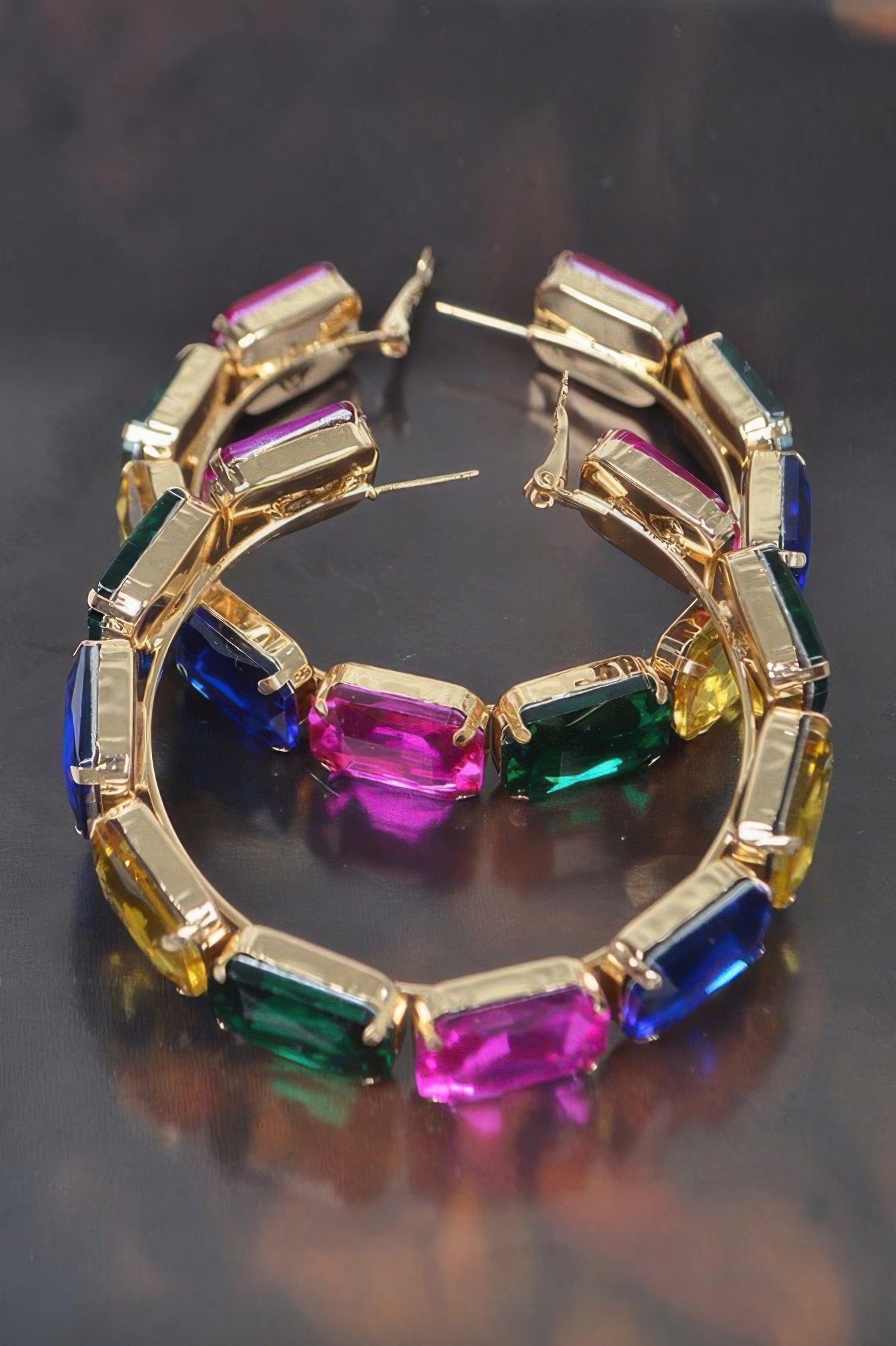 ST. MARKS Multicolor Stone Hoop Earrings: NYFW BYMANYC ® New York-4