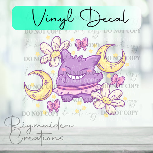 Floral Gengar Vinyl Decal