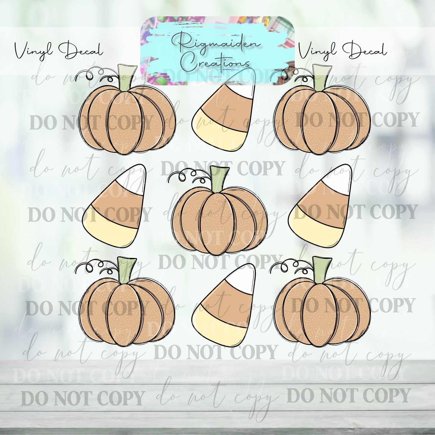 Pumpkins and Candy Corn Vinyl Decal
