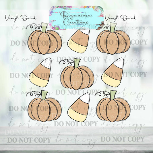 Pumpkins and Candy Corn Vinyl Decal
