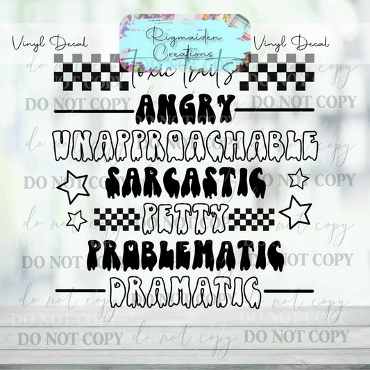 Toxic Traits Vinyl Decal