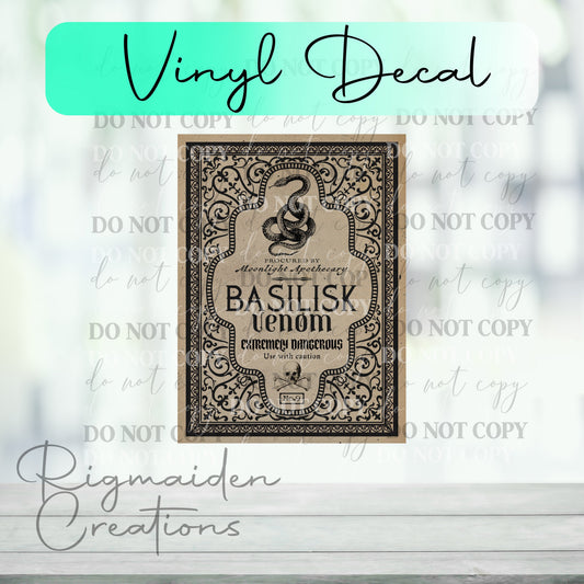 Basilisk Venom Potion Label Vinyl Decal