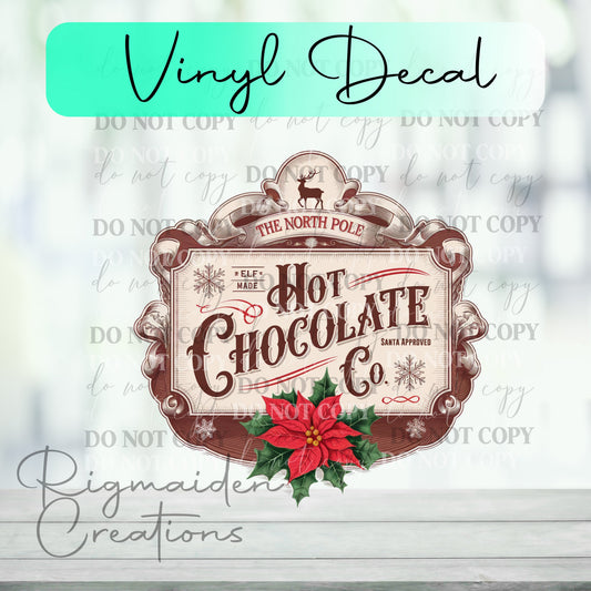 North Pole Hot Chocolate Christmas Label Vinyl Decal