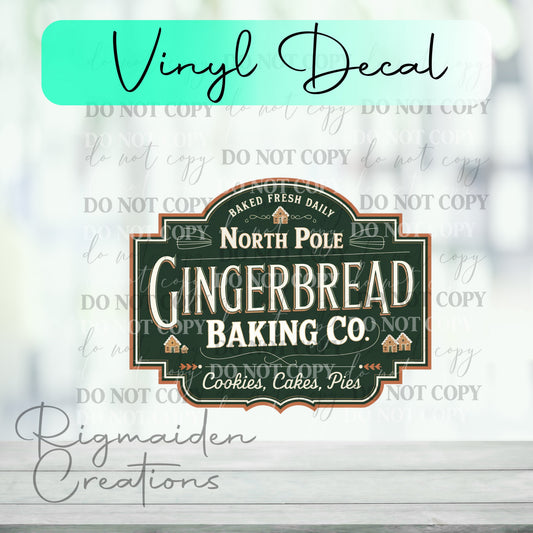 North Pole Gingerbread Christmas Vinyl Decal