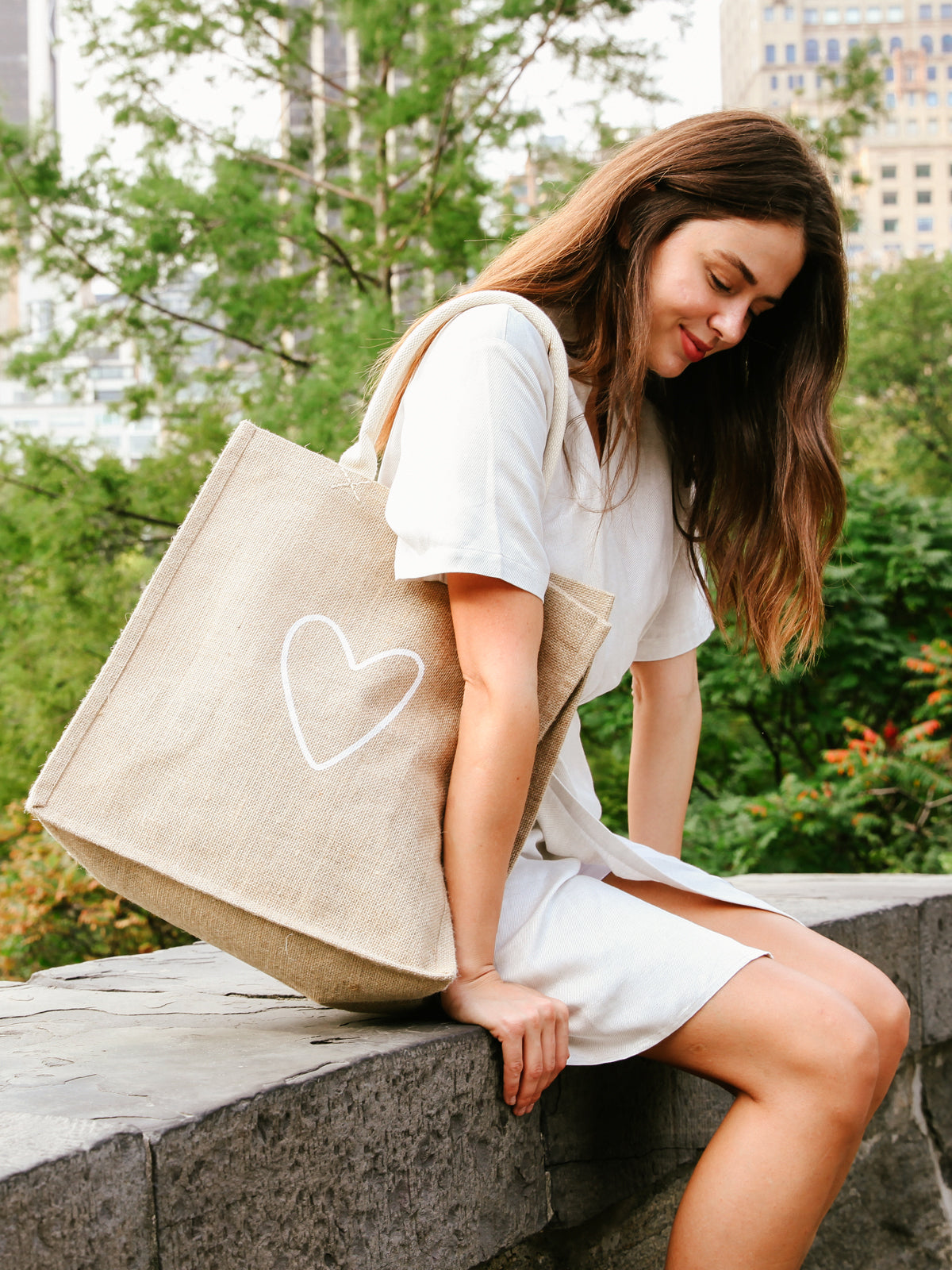 Jute Canvas Gift Bag - Love (L)-3