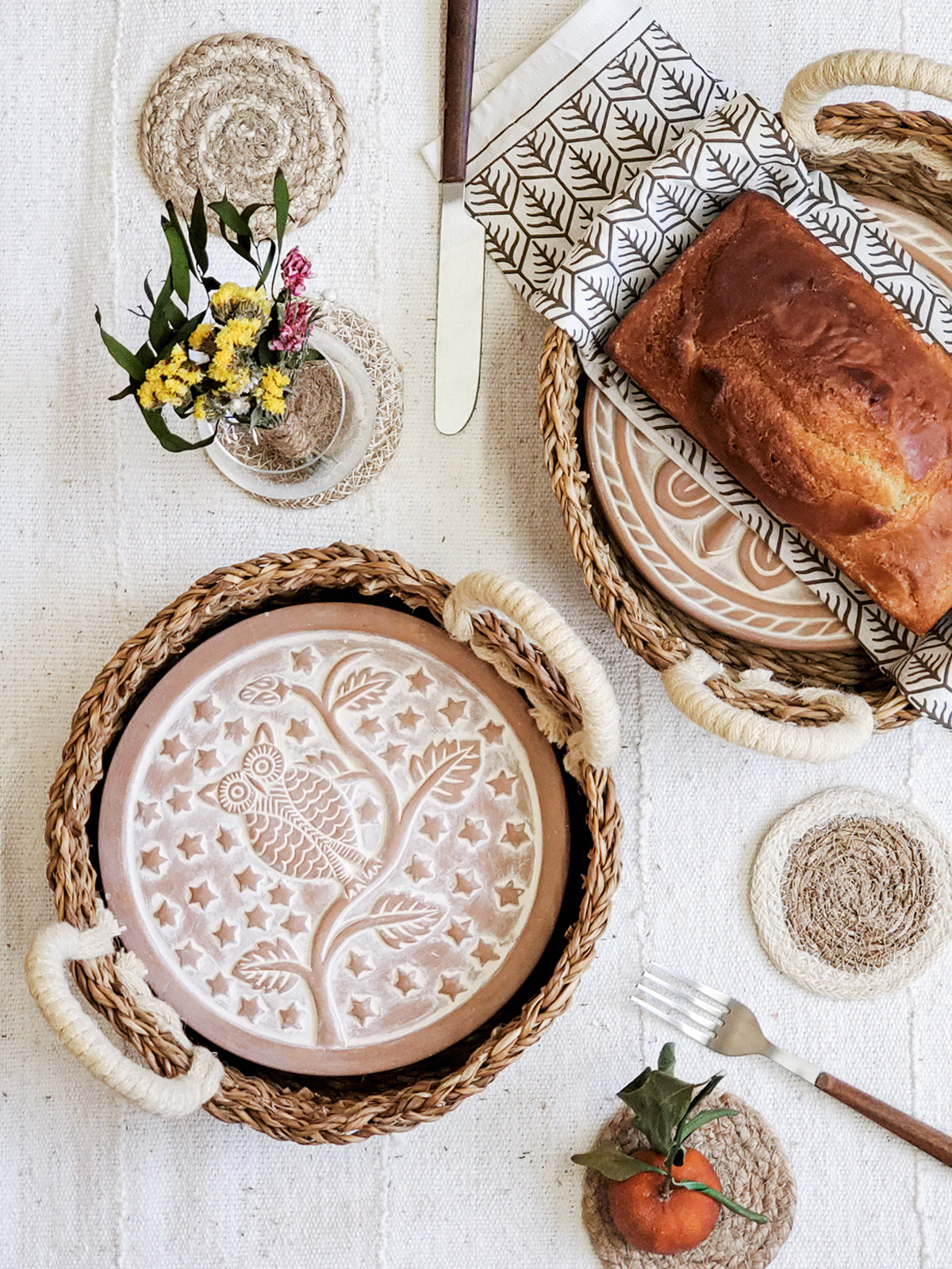 Bread Warmer & Basket Gift Set with Tea Towel - Owl Round-1