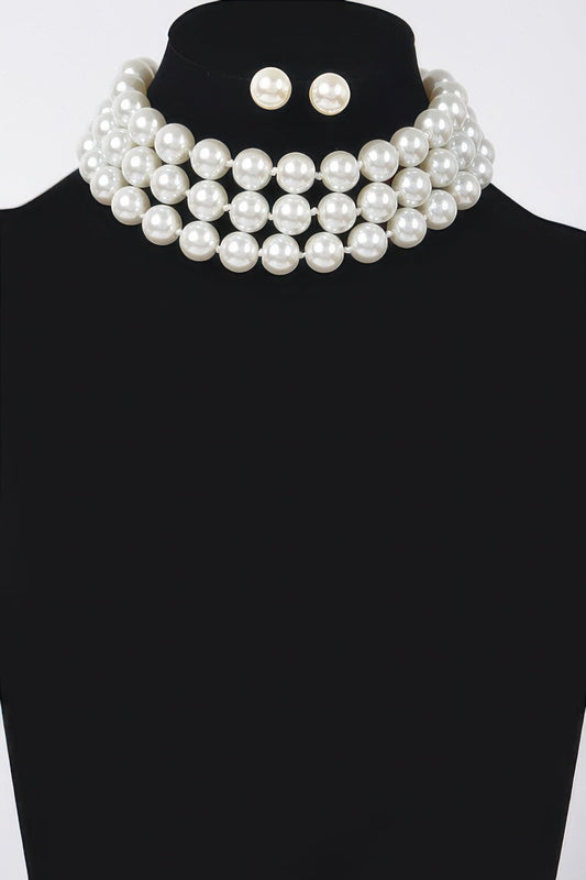 SUTTON PLACE Faux Pearl Necklace & Earring Set: BYMANYC ® New York-0