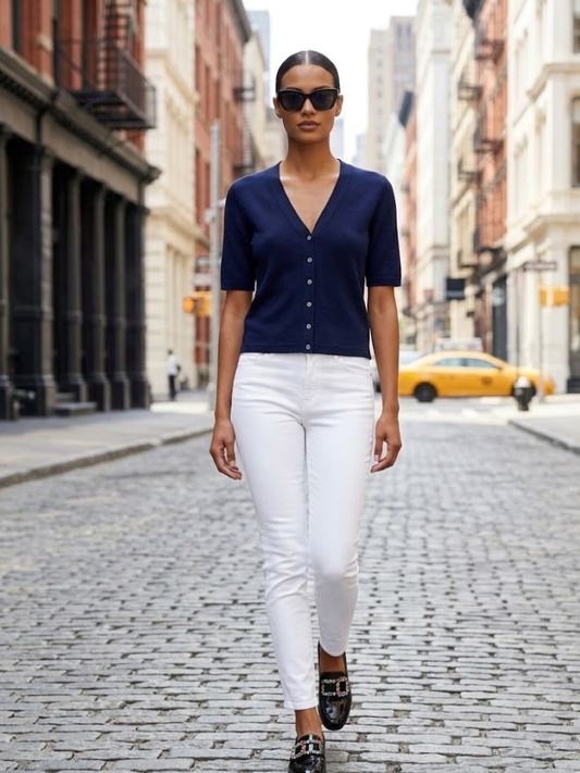 SUTTON Women's Short Sleeve Sweater Prêt-à-Porter BYMANYC ® New York-0
