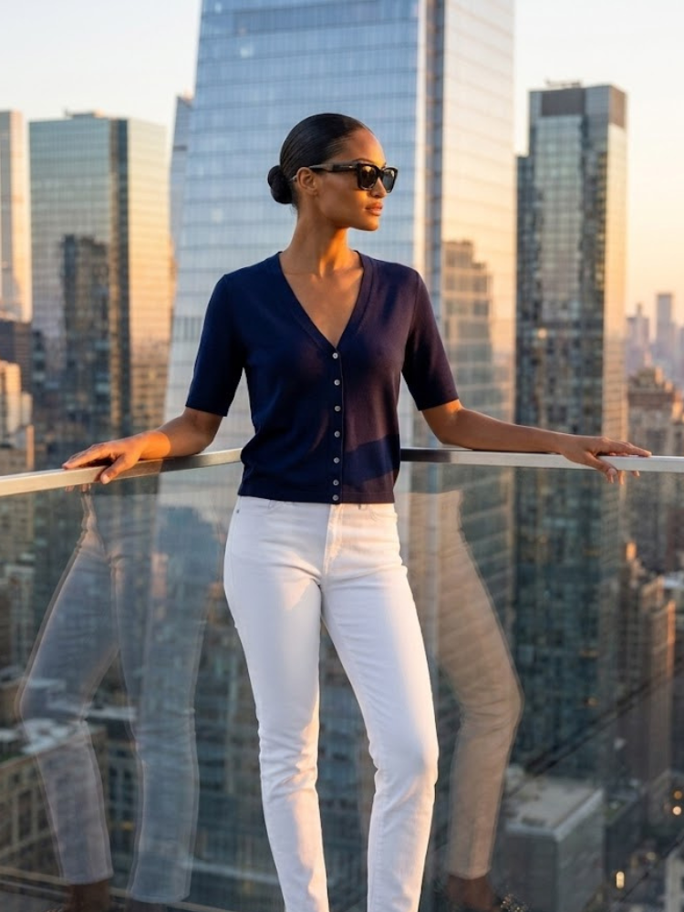 SUTTON Women's Short Sleeve Sweater Prêt-à-Porter BYMANYC ® New York-1