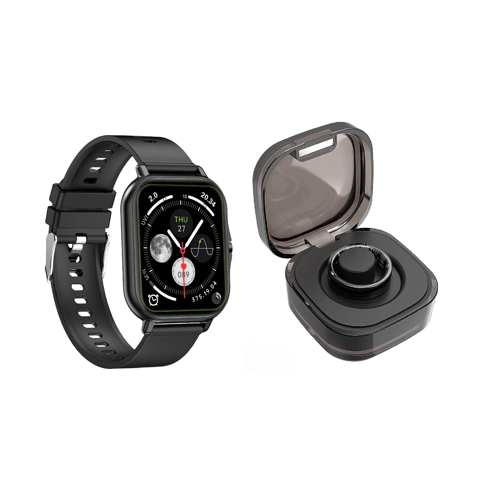 Smart Watch & Wellness Ring Bundle – Bluetooth Calling, Fitness Tracking & 24/7 Health Monitoring-0