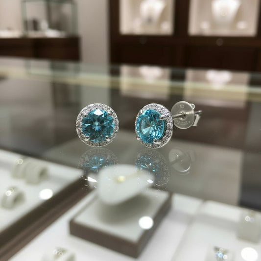 "Soothing Whispers" Portuguese Cut Pierced Cremation  Earrings 5.5mm Sterling silver w/ CZ Halo
