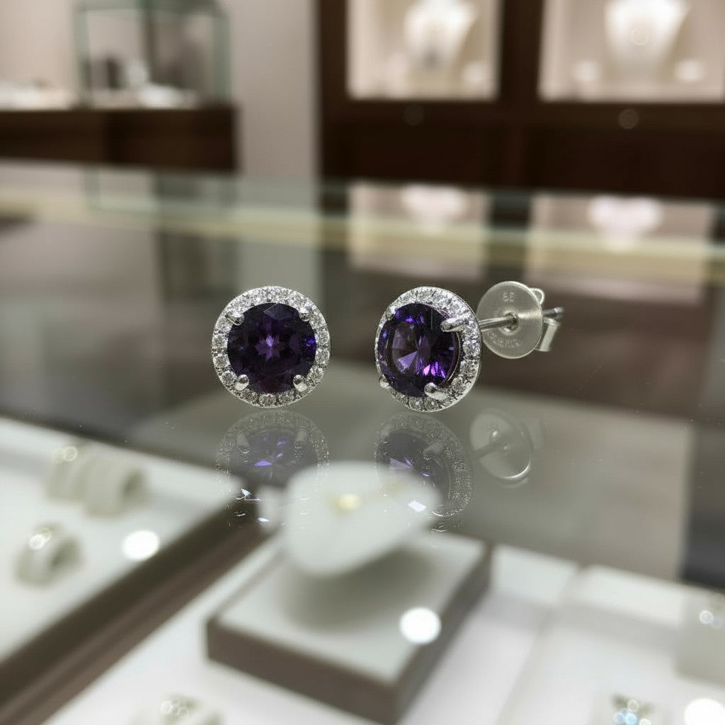 "Soothing Whispers" Portuguese Cut Pierced Cremation  Earrings 5.5mm Sterling silver w/ CZ Halo