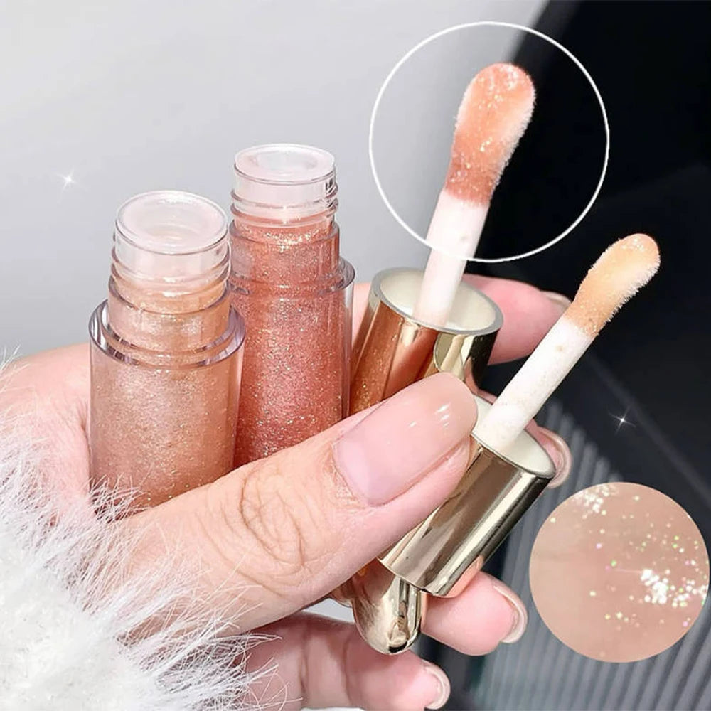 Moisturizing Sparkling Glitter Lip Gloss Lasting Waterproof Fine Shimmer Water-glossy Liquid Lipstick Sexy Lips Makeup Cosmetics