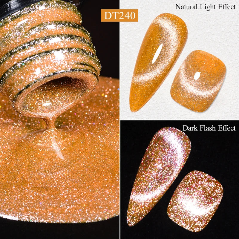 MEET ACROSS 7ml Reflective Glitter Gel Nail Polish Glitter Reflective Effect Semi Permanent UV LED Nail Art Gel Varnish Manicure
