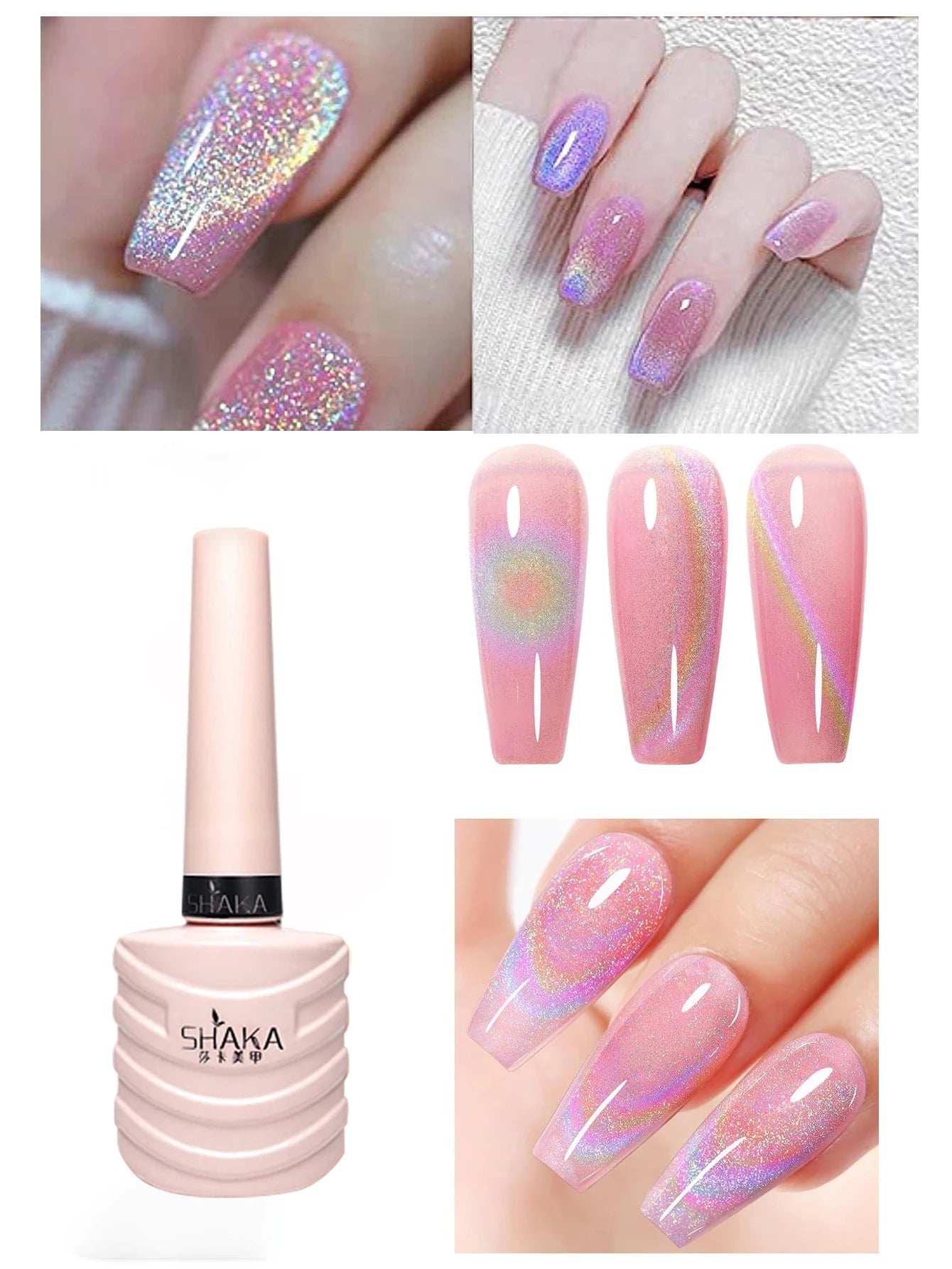 1pcs PSK 2025 Flash Versatile Rainbow Cat Eye Gel Nail Polish Popular Universal Rainbow Laser Crystal Cat Eye Nail Art Nail