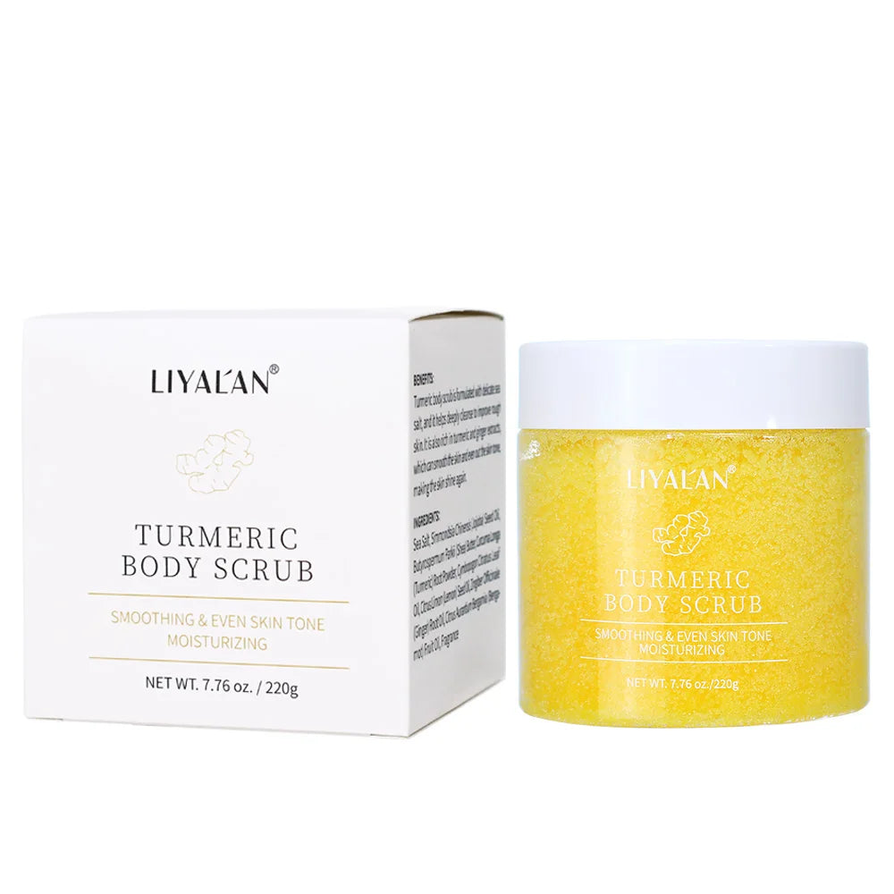 Turmeric Body Scrub Sea Salt Exfoliating Smooth Polishing Shea Nourish Moisturizing Soften Cutin Pore Cleaning Even Skin Tone