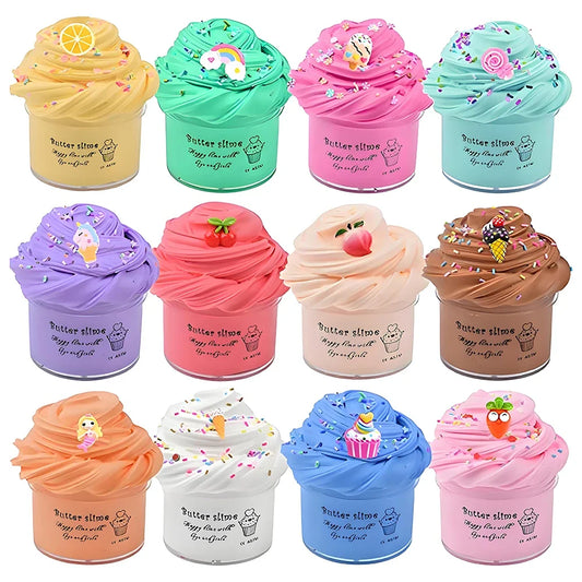 12 piece butter slime set, party gifts, prizes, puzzle toys, stress relief toy 50ml, birthday gifts for children boys and girls