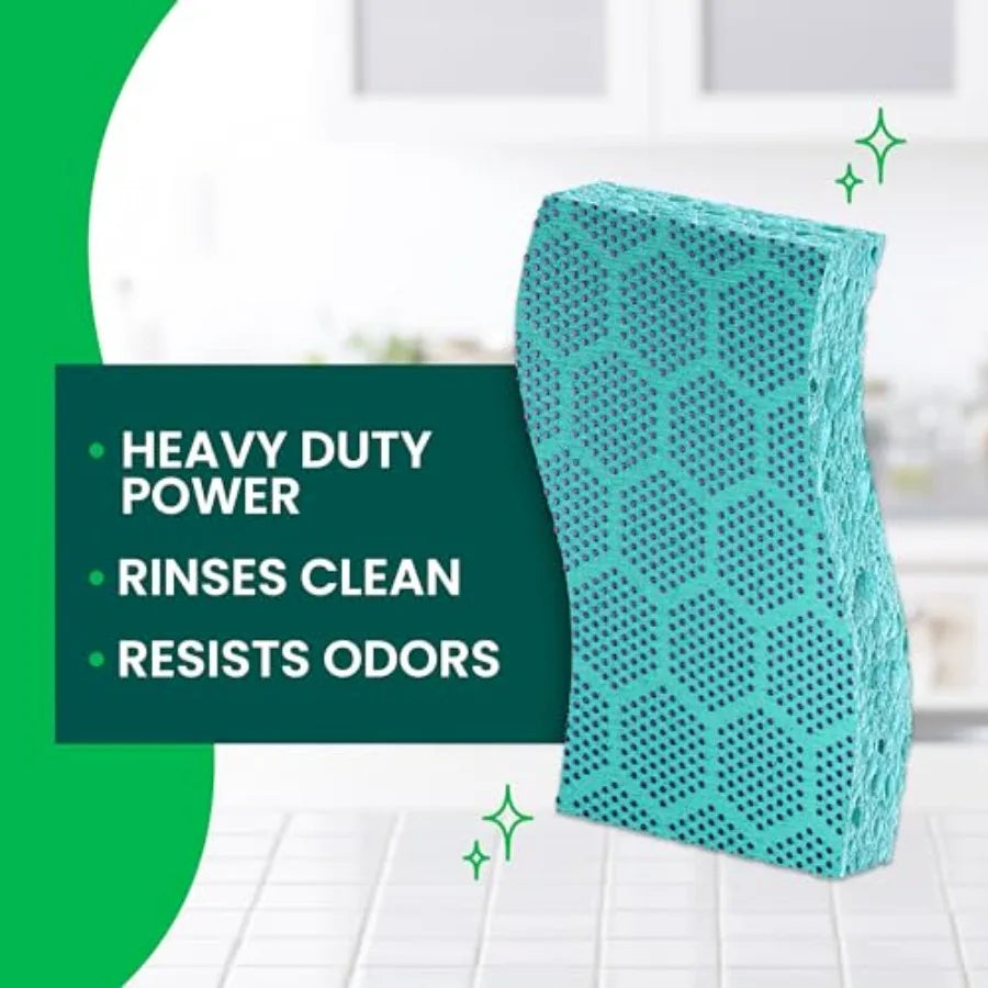 Odor Resist Heavy Duty Scrub Sponge Dishwasher-Safe Kitchen sponges for Serious Scrubbing Multipurpose Dish Sponge for Stuck-On