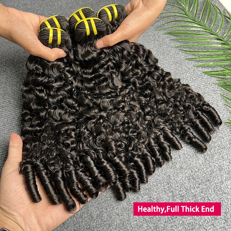 Burmese Curly Spiral Bundles 100% Unprocessed Raw Shiny Human Hair Bundles Pixie Curl Extensions Double Weft