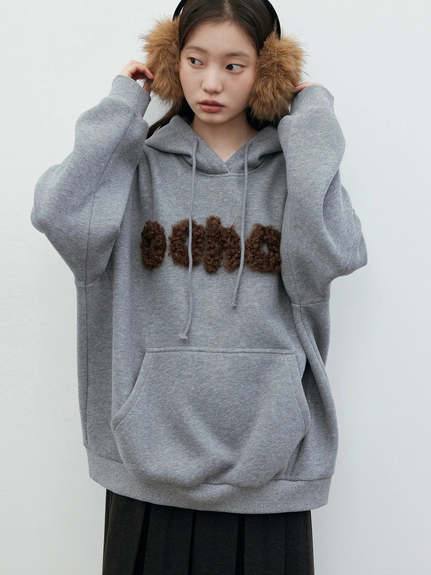 Plush Letter Hoodie Loose Autumn & Winter Sweatshirt
