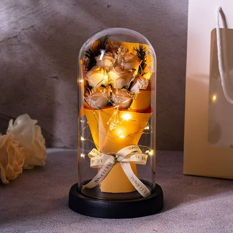 Rose Eternal Life Flower Starry Sky Glass Cover Living Room Decor Gift for Girlfriend Birthday Gift Valentine's Day Mother's Day