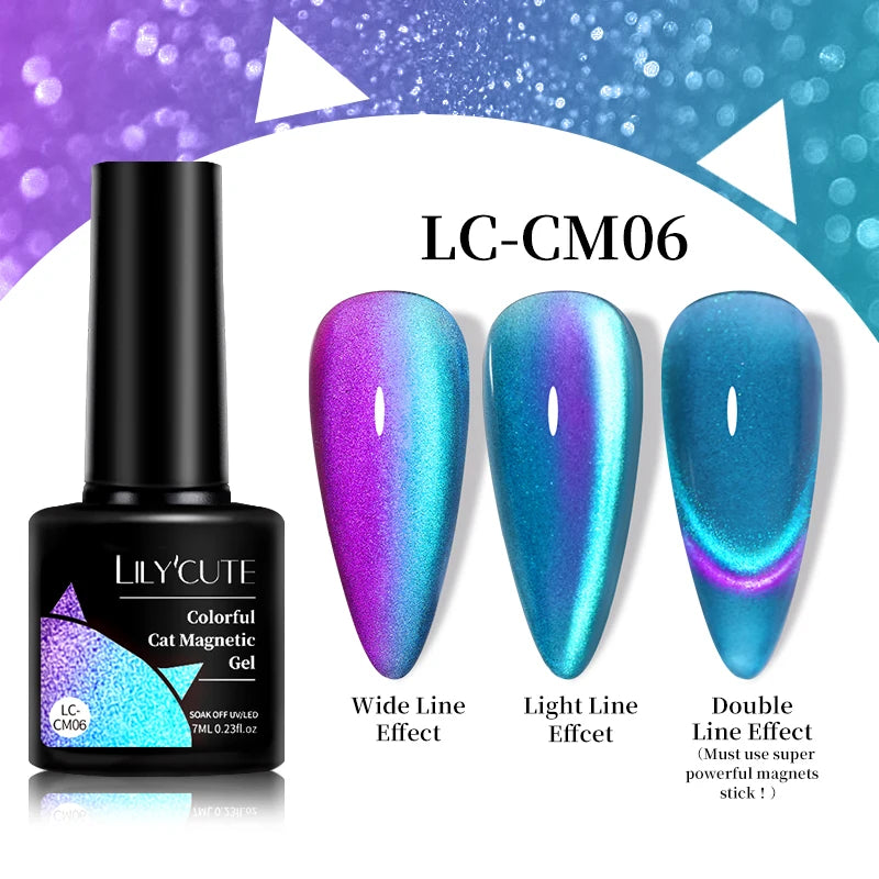 LILYCUTE 7ml Reflective Glitter Cat Magnetic Gel Nail Polish Semi permanent Soak Off UV LED Varnish Nail Supplies