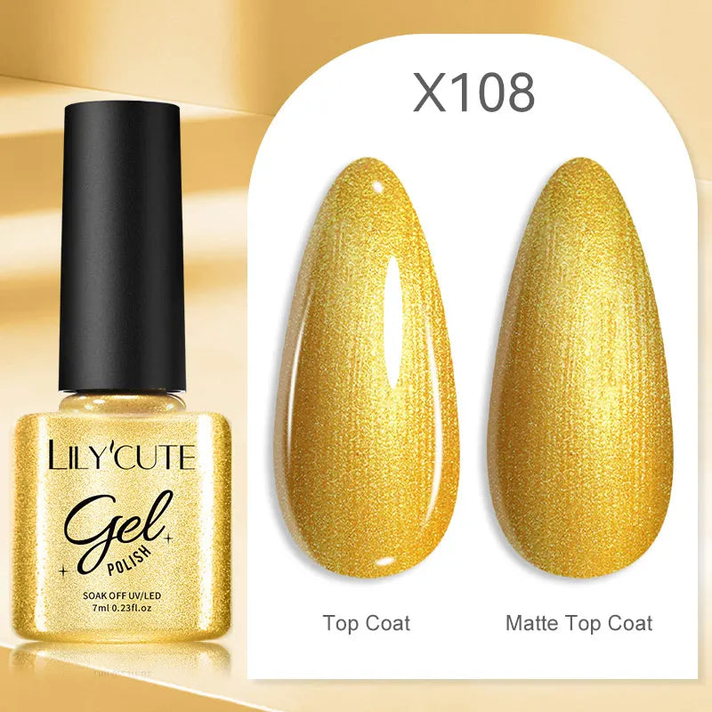 LILYCUTE 7ml Neon Reflective Nail Gel Polish Dark Flash Glitter Effect Fluorescent Gel Soak Off UV Gel Summer Nail Art Varnish