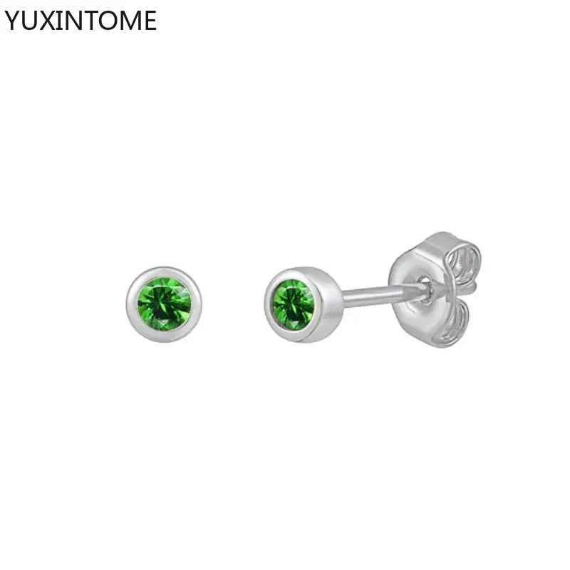 925 Sterling Silver Ear Needle Green Zircon Stud Earrings for Women Luxury Long Chain Geometric Gold Earrings Fashion Jewelry