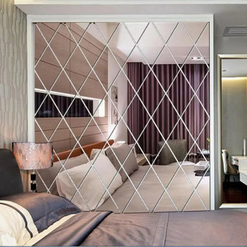 3D Diamond Splicing Acrylic Mirror Wall Sticker Removable Decorative Mosaic Glass Background for Home Decoration