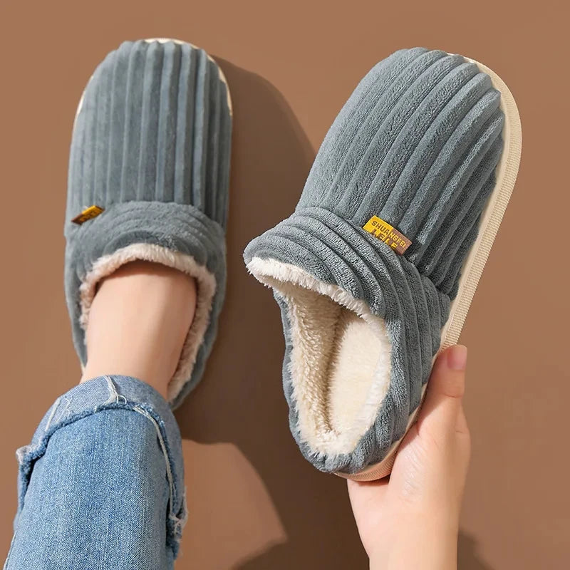 2025  New Soft Sole Slippers For Women Winter Fashion Women Fur Slippers Fuzzy Plush Men Slippers Warm Furry Women Cotton Shoes