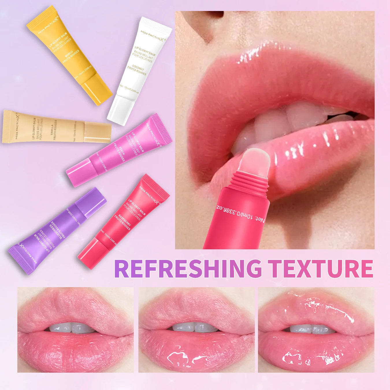 Miss FactorX Lip Gloss Gift Set - 6 Colors Long-Lasting, Moisturizing Gloss Tubes