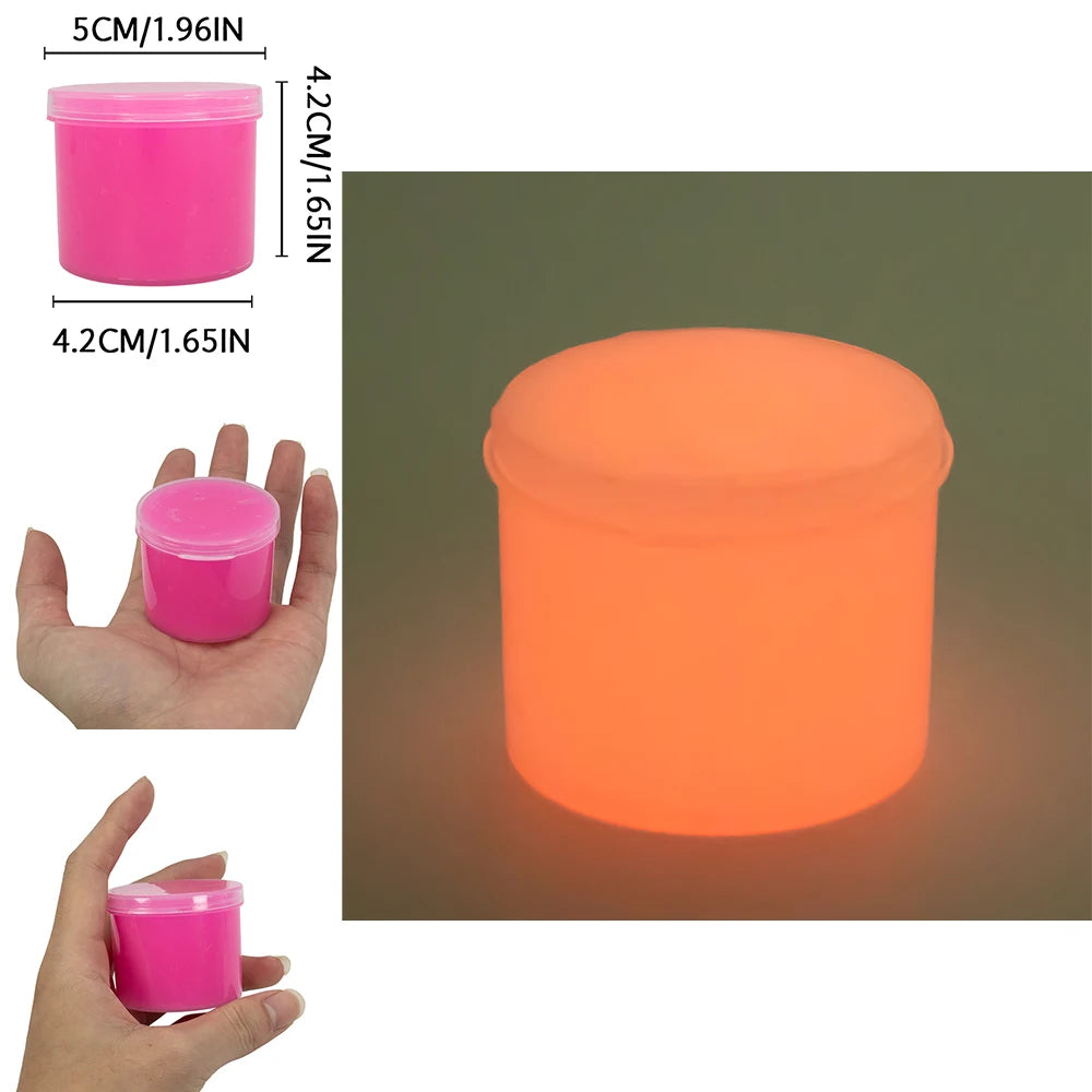 70/300ml Large Glow in the Dark Crystal Slime Toy Non-Stick Super Soft Stress Relief Putty for Kids Party Favors Birthday Gifts