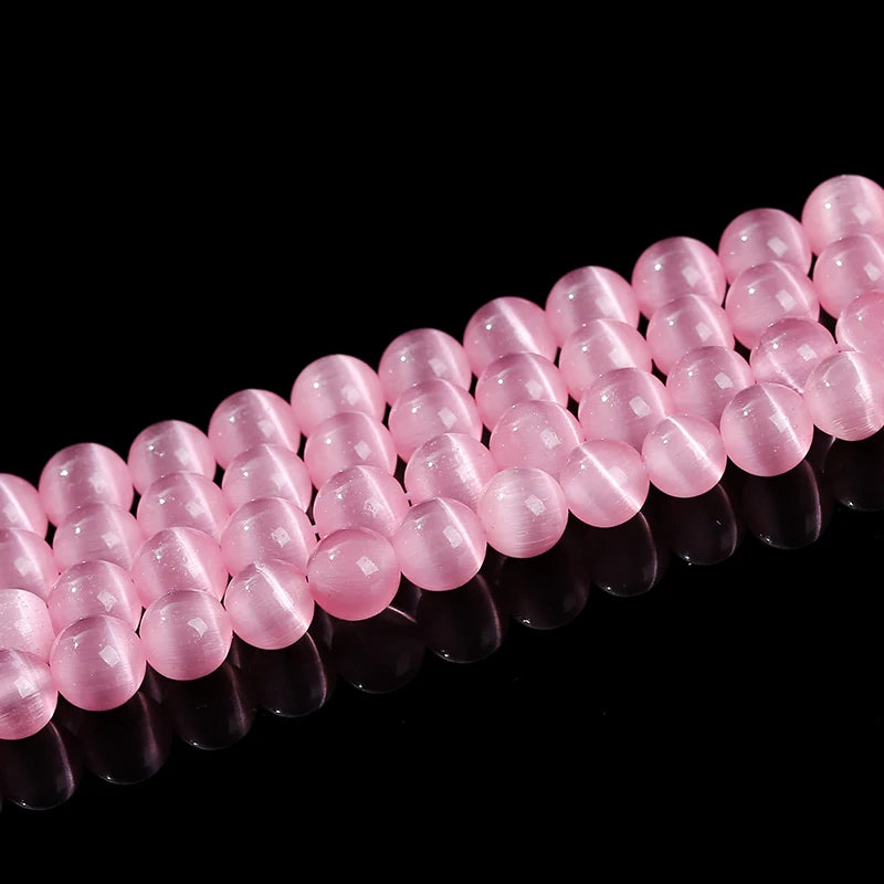 4 6 8 10mm Dark Pink Cat Eyes Stone Bead Round Loose Spacer Smooth Bead For Jewelry Making Diy Necklace Bracelet Accessroy
