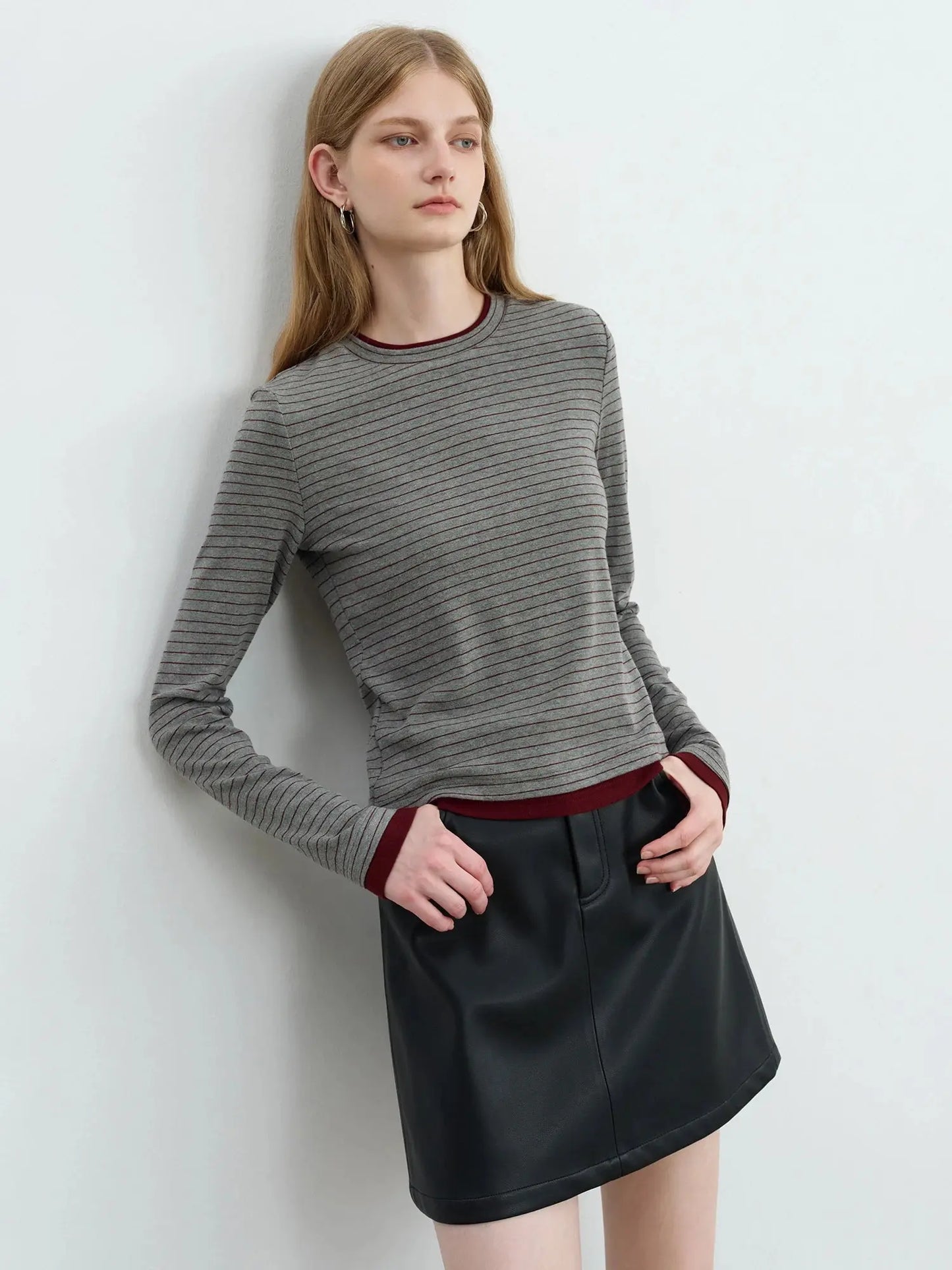 Women’s Retro Stripe Knit T-Shirt Petite Slim Fit Tee