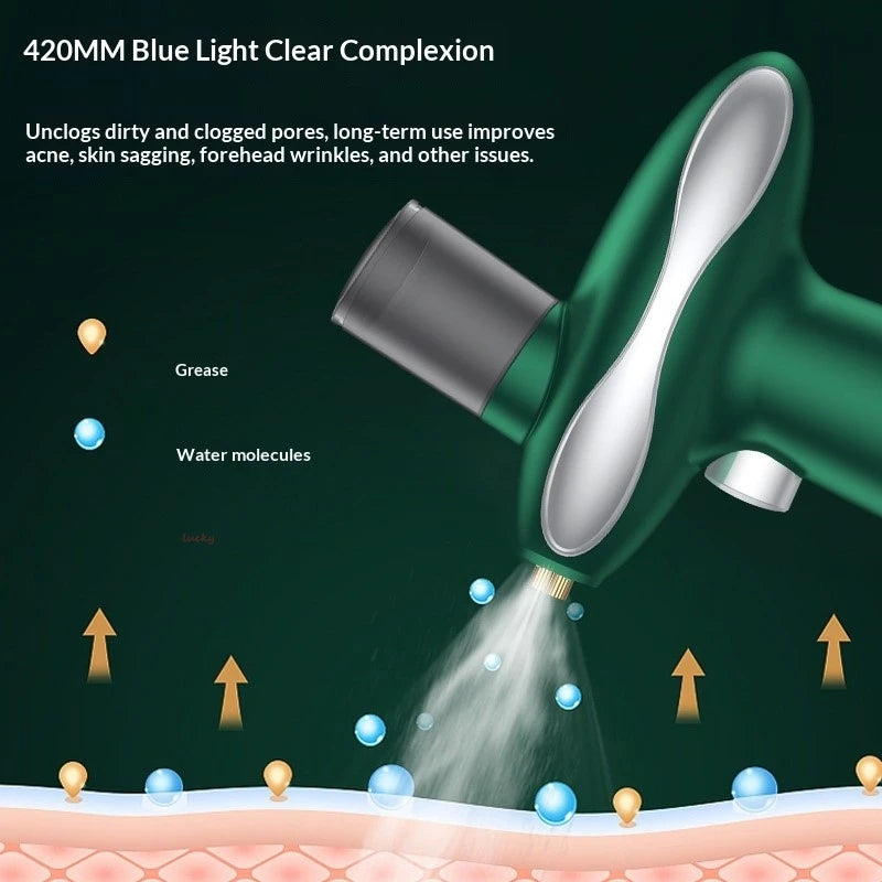 Multi-Functional LED Facial Beauty Device with Oxygen Spray Red Blue Light Therapy and Nano Mist Water Light Treatment for Home