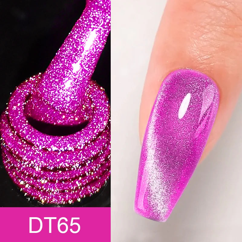 MEET ACROSS 7ml Reflective Glitter Gel Nail Polish Glitter Reflective Effect Semi Permanent UV LED Nail Art Gel Varnish Manicure
