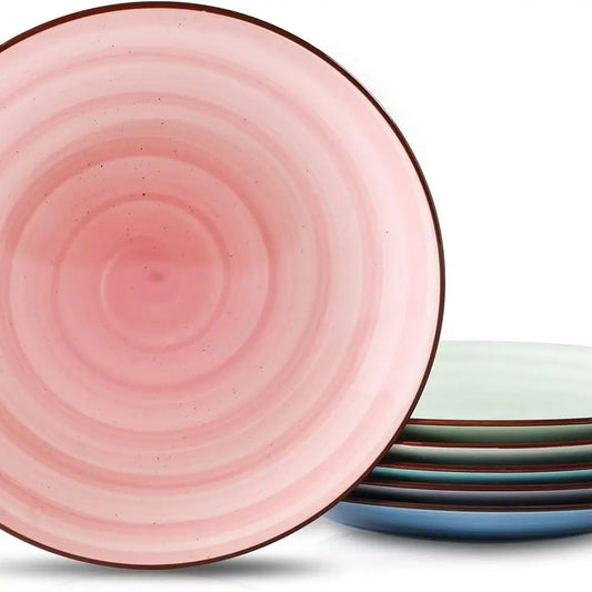 Ceramic 8 inch Dinner Plates, Small Dessert Salad Plates, Porcelain Serving Plate for Appetizer, Pancakes, Steak, Set of 6, Grad