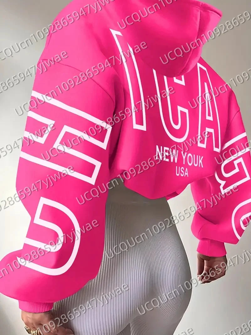 Autumn and Winter Women's Sweatshirt Men's NYC New York USA Graphic Hooded Hoodies Unisex Pullovers Hip Hop Men Hoodie Tops