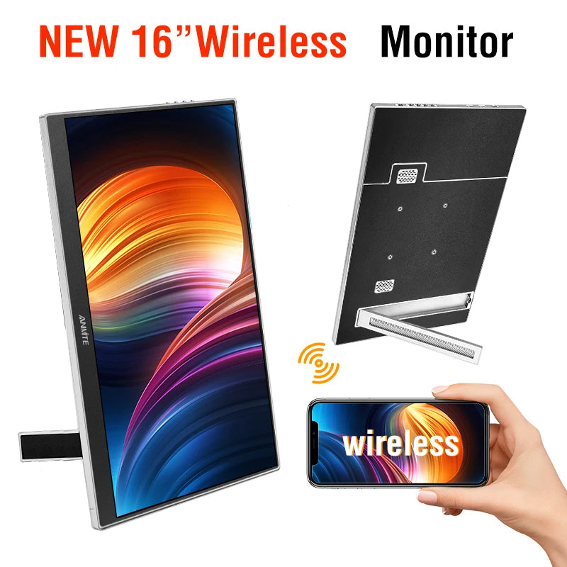 11.6/14/16/18.5 Inch Wireless Projection Monitor Automatic rotation Portable Display for Laptop, Mac and Phone WiFi Projection