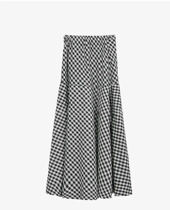 WOMENGAGA Korea Style 2023 Spring/Summer New High Waist Elegant Split Plaid Skirts Half Length Skirts Fashion Women 2023 22IV