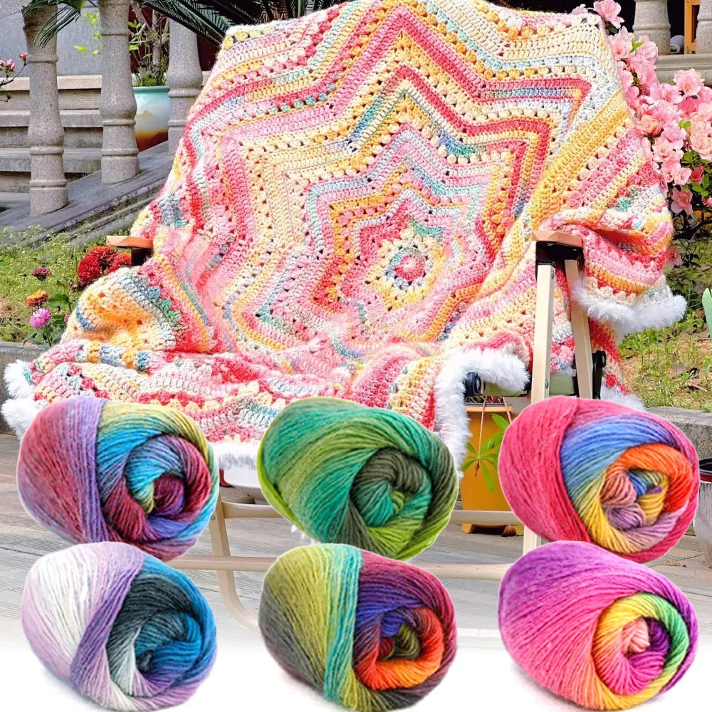 50g/Ball Multicolor Self-Striping 100% Wool Yarn Chunky Knitting for Women Scarves Cape Making Gift Idea Handmade Craft Supplies