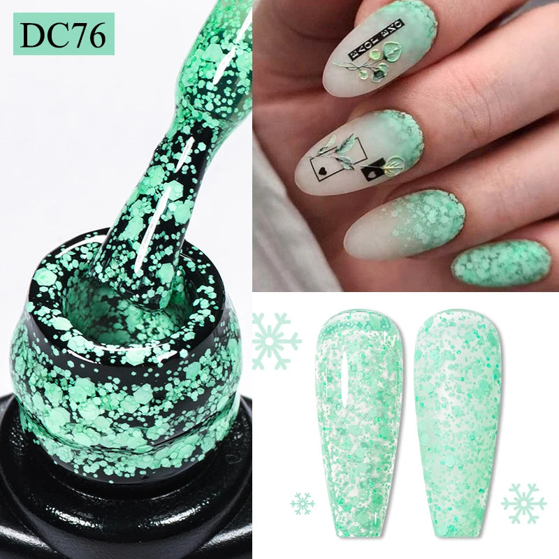 Mtssii 7ml Neon Snowflake Gel Nail Polish Fluorescent Gel UV LED Semi Permanent Glitter Snow Sequins Nails Art Design Varnishes