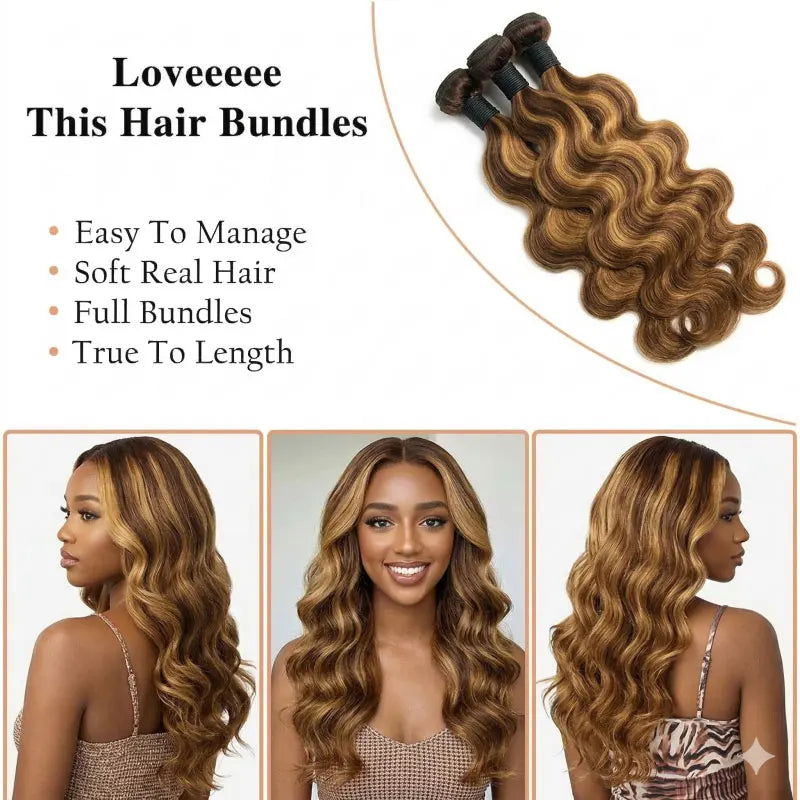 14-30 Inch Ombre Body Wave Human Hair Bundles Highlight Human Hair Unprocessed Blonde Raw Hair Bundle Weave Extensions