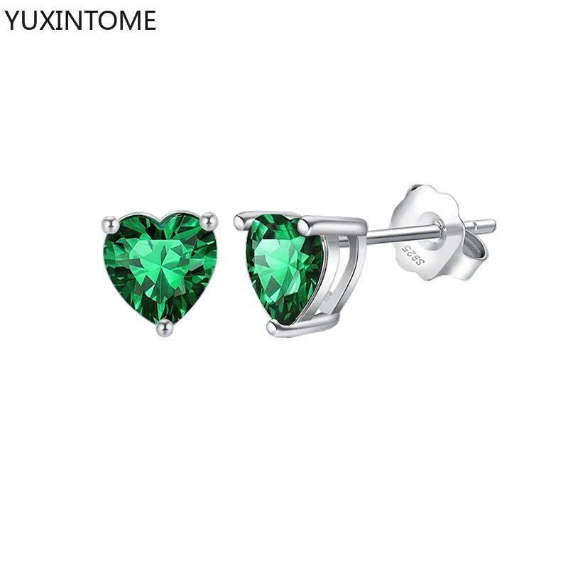 925 Sterling Silver Ear Needle Green Zircon Stud Earrings for Women Luxury Long Chain Geometric Gold Earrings Fashion Jewelry