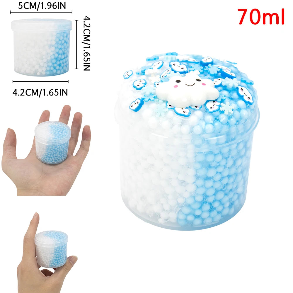 70ml Pack Strawberry Cloud Crunchy Fluffy Slime kit Foam Ball Fruit Sprinkles Slime for Girl and Boys Birthday Gifts Party Favor