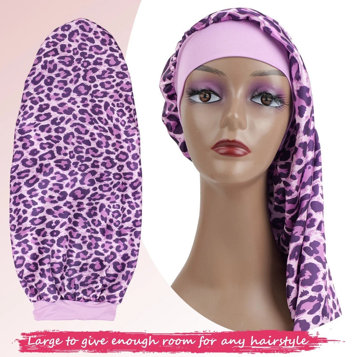 Silk Sleep Bonnet with Wide Elastic Edge - Long Round Tail