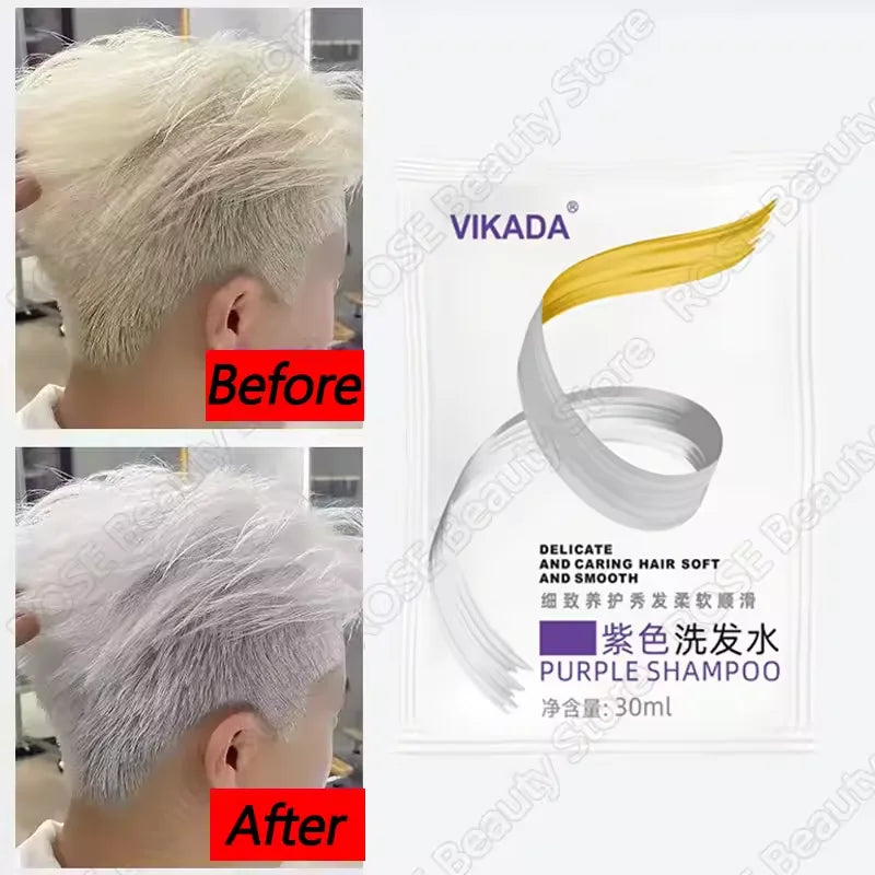 Color Fixing Hair Dye Shampoo to Cover Gray Hair Fade Yellow After Bleach Hair Shampoo Non-irritating Purple Shampoo for Blonde