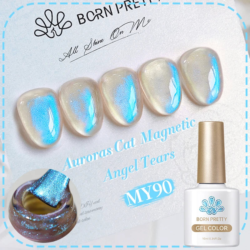 BORN PRETTY 10ml Rainbow Auroras Cat Magnetic Gel Nail Polish Holographics Nail Gel for Manicure Design Varnis Semi Permanent