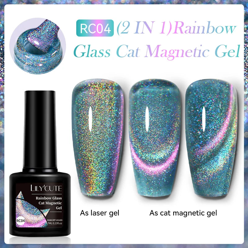 LILYCUTE 7ml Reflective Glitter Cat Magnetic Gel Nail Polish Semi permanent Soak Off UV LED Varnish Nail Supplies